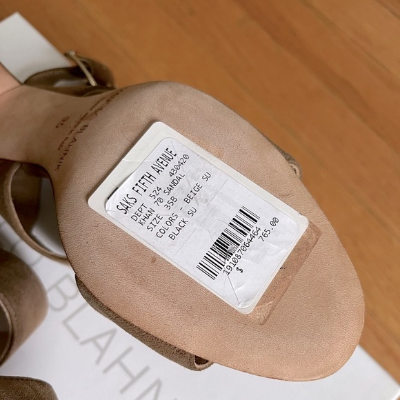 MANOLO Blahnik NWT Sandals Heels Khan 70 Beige Brown Neutral - Picture 9 of 13